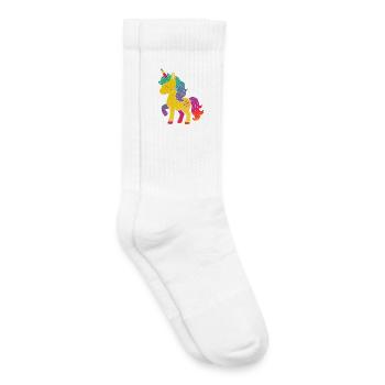 Rainbow Unicorn Cartoon Design - Kids Tennis Socks - white - Right