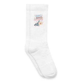 Signed Sealed Overthinking Dove - Kids Tennis Socks - white - Right