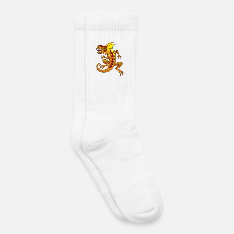 Echse (orange) - Kids Tennis Socks - white