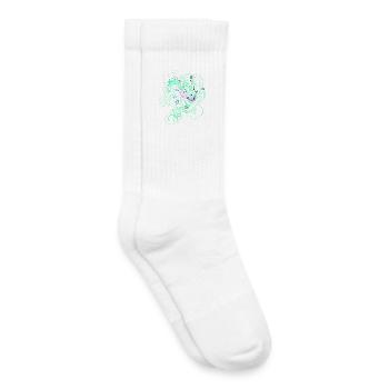 Coral Map / Floral Pattern - Kids Tennis Socks - white - Right