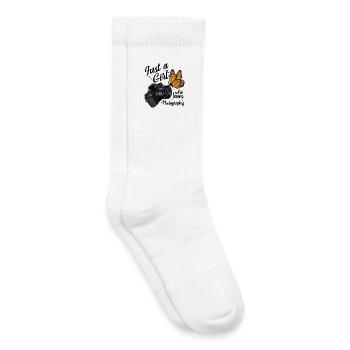 Le papillon rencontre la caméra - Chaussettes de tennis bio enfant - blanc - Droite