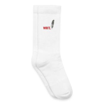 Eat Sleep Write Repeat Schreibmotivation - Kinder Tennissocken - Weiß - Rechts