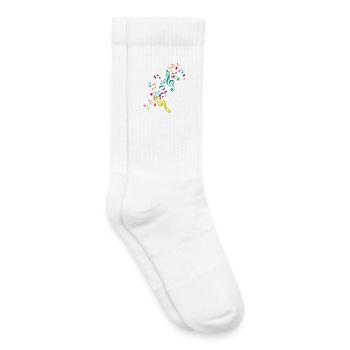 kunterbunte zusammengewürfelte Musik Noten - Kinder Tennissocken - Weiß - Rechts