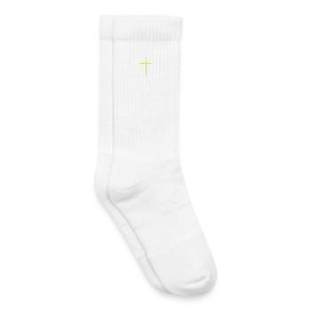 Kreuz des Glaubens: Apostelgeschichte 16,31 Zitat Tee - Kinder Tennissocken - Weiß - Rechts
