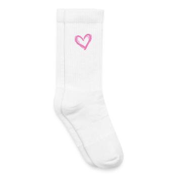 Coeur Design Amour Rose - Chaussettes de tennis bio enfant - blanc - Droite