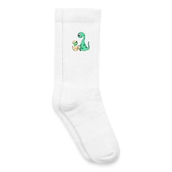 Dinosaur with Baby Dinosaur - Kids Tennis Socks - white - Right