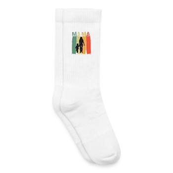 Mom Silhouette in Retro Colors Design Mother's Day - Kids Tennis Socks - white - Right