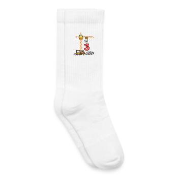 Kids Birthday Shirt Excavator 3 Young Construction Site 3 - Kids Tennis Socks - white - Right
