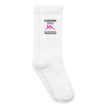 Bauherrin Hausbau Baustelle Richtfest 2022 - Kinder Tennissocken - Weiß - Rechts
