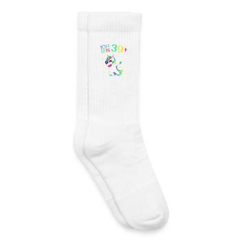 Ich bin 39 Plus 40. Geburtstag Einhorn Geschenk - Kinder Tennissocken - Weiß - Rechts