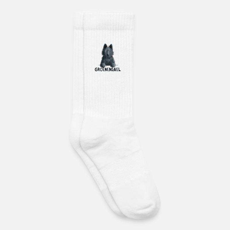 Happy Groenendael I Hund Kopf I Comic - Kinder Tennissocken - Weiß