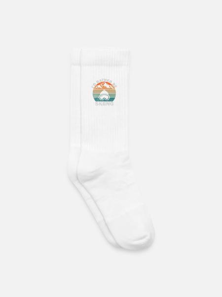 Ich würde lieber Retro Sunset Ski fahren - Kinder Tennissocken - Weiß