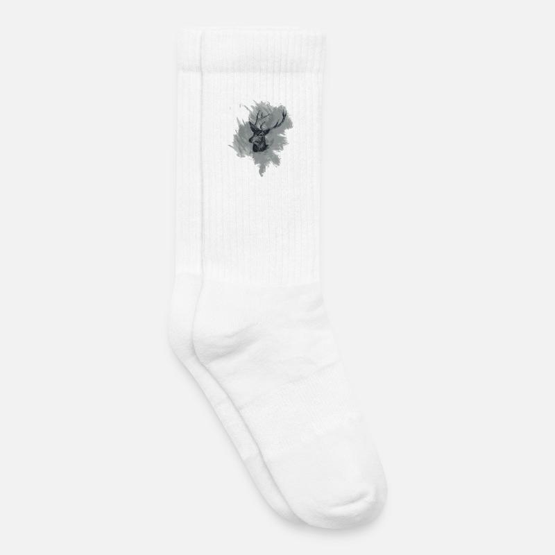 Hirschkopf - Prachtexemplar - Kinder Tennissocken - Weiß