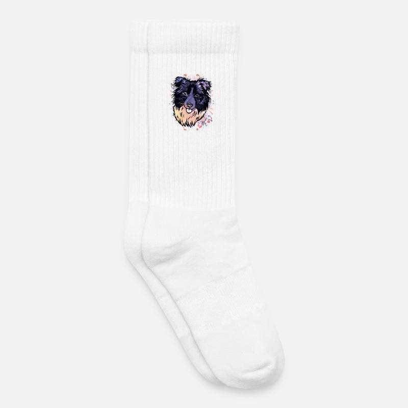 Border Collie Farbklecks - Kinder Tennissocken - Weiß