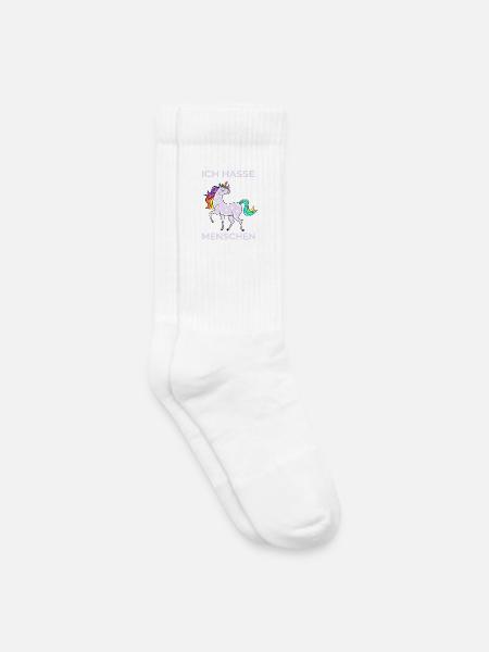 ICH HASSE MENSCHEN EINHORN - Kinder Tennissocken - Weiß
