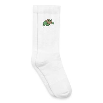 Turtle Papa with Baby Turtle - Kids Tennis Socks - white - Right