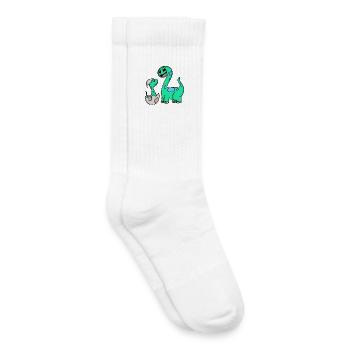 Dinosaurs with Baby Dinosaurs - Kids Tennis Socks - white - Right