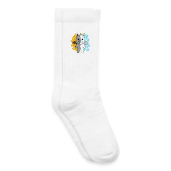 Chien Bichon Frise - Ange et Diable - Chaussettes de tennis bio enfant - blanc - Droite