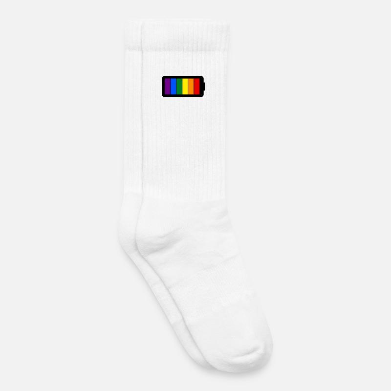 Regenbogenfarben Batterie Loading - Gay Pride - Kinder Tennissocken - Weiß