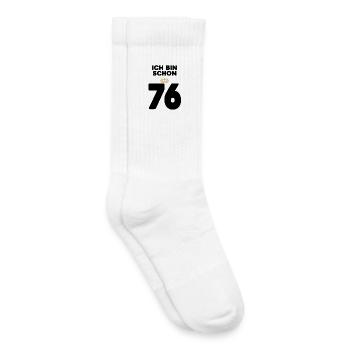 76 Geburtstag - 76 Jahre mit Krone - Kinder Tennissocken - Weiß - Rechts