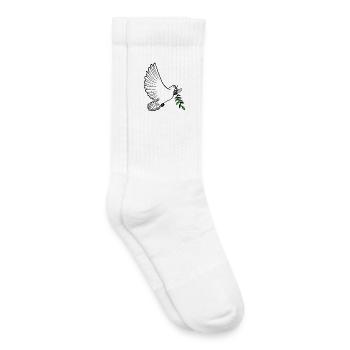 Colombe de la paix blanche avec branche vert laurier - Chaussettes de tennis bio enfant - blanc - Droite