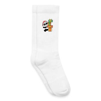 Panda de Noël avec cadeaux - Chaussettes de tennis bio enfant - blanc - Droite