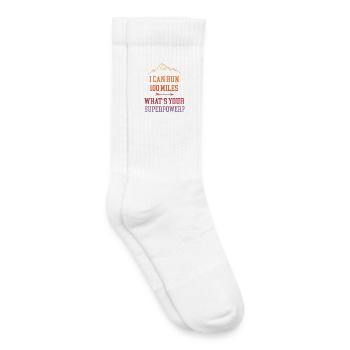 Je peux courir 100 milles. Quel est votre superpouvoir? - Chaussettes de tennis bio enfant - blanc - Droite