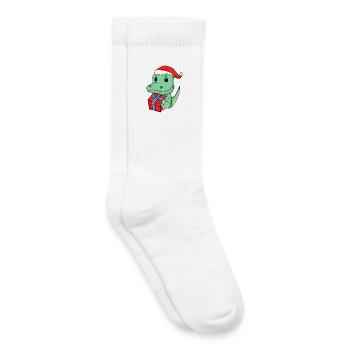 Noël Crocodile Bébé avec Cadeau - Chaussettes de tennis bio enfant - blanc - Droite