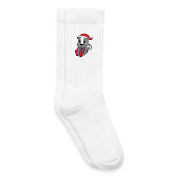Bébé moufette de Noël avec cadeau - Chaussettes de tennis bio enfant - blanc - Droite