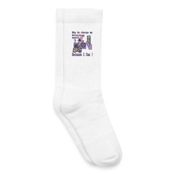 Warum ich meine Akkus selber lade ? - Kinder Tennissocken - Weiß - Rechts