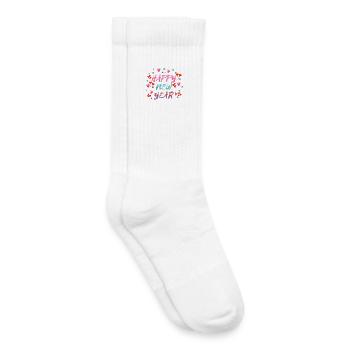 Bonne année, Bonne année, Nouvelle année, Nouvelle année, Nouvel An - Chaussettes de tennis bio enfant - blanc - Droite