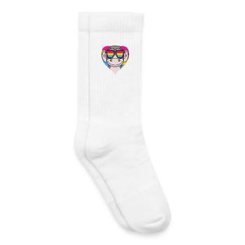 Cadeau Pansexual Monkey Heart - Chaussettes de tennis bio enfant - blanc - Droite