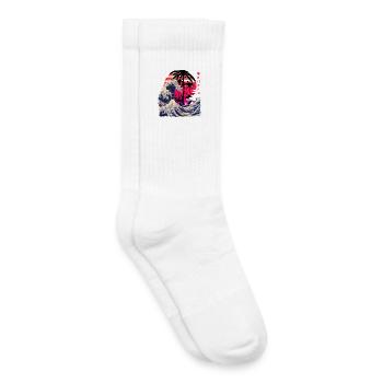 die große Welle vor Kanagawa - Vaporwave - Kinder Tennissocken - Weiß - Rechts