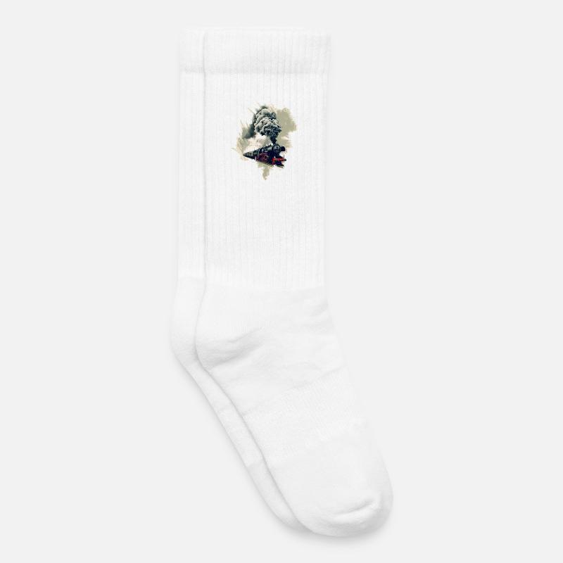 Alte Dampflok - Kinder Tennissocken - Weiß
