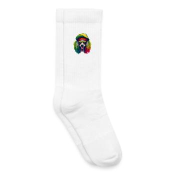 Cooler Rasta-Pudel bunt - Kinder Tennissocken - Weiß - Rechts