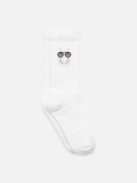 Cool Capybara with Sunglasses - Kids Tennis Socks - white