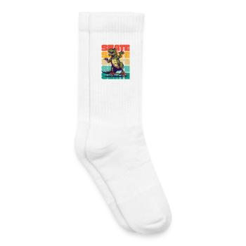 Skateboard Cool Skateboarder T Rex Dinosaur - Chaussettes de tennis bio enfant - blanc - Droite