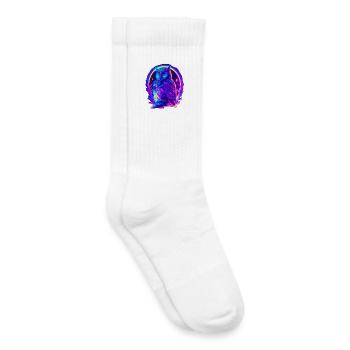 Mystically Glowing Owl Neon Synthwave - Kids Tennis Socks - white - Right