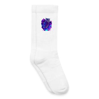 Neon Owl Psychedelic Owl Art - Kids Tennis Socks - white - Right