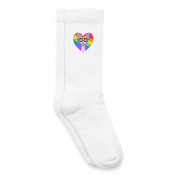 Regenbogen - Katze Sphynx-Katze mit Brille - Kinder Tennissocken - Weiß - Rechts
