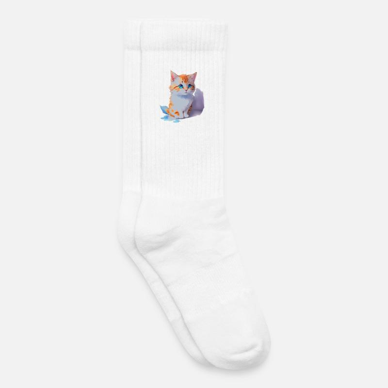 chat mignon - Chaussettes de tennis bio enfant - blanc