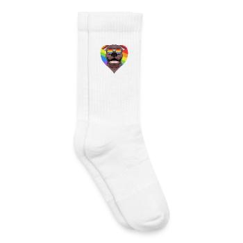 Rainbow - Chien pitbull avec lunettes - Chaussettes de tennis bio enfant - blanc - Droite