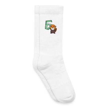 6. Geburtstag Motiv Roter Panda - sechs Jahre alt - Kinder Tennissocken - Weiß - Rechts