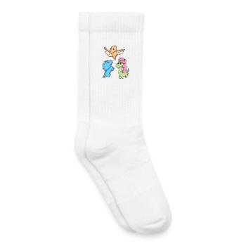 Dinosaure - Chaussettes de tennis bio enfant - blanc - Droite