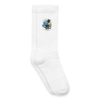 Huit bras, un chapeau élégant, une pieuvre - Chaussettes de tennis bio enfant - blanc - Droite