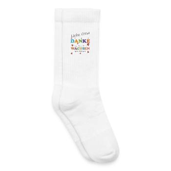 Liebe beste Oma - Danke für deine Hilfe, Geschenk - Kinder Tennissocken - Weiß - Rechts