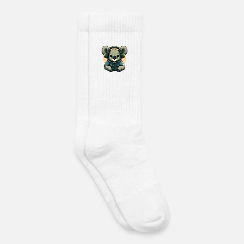 Koalabär mit Walkman - Kinder Tennissocken - Weiß