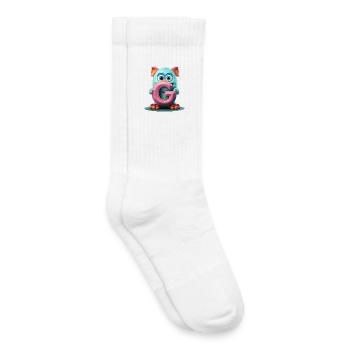 Pastel Monster with Enchanted G - Kids Tennis Socks - white - Right
