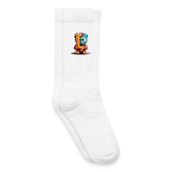 Alphabet Buchstabe I Buntes Monster - Kinder Tennissocken - Weiß - Rechts