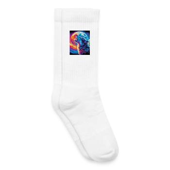 Wolf heult den Mond an - Kinder Tennissocken - Weiß - Rechts